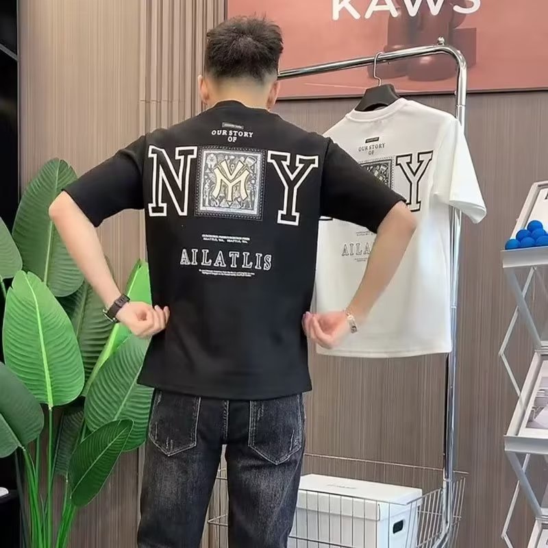Áo Thun Cotton Tay Ngắn Cổ Tròn In Họa Tiết Hoạt Hình Thời Trang Mùa Hè Cho Nam