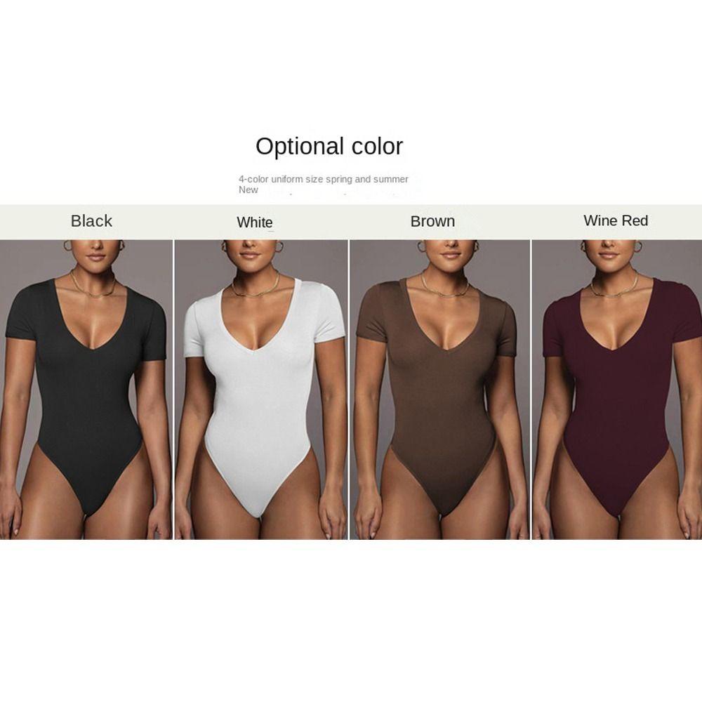 Bộ Áo Liền Quần Ngắn Tay Cổ Chữ V Thời Trang Nữ