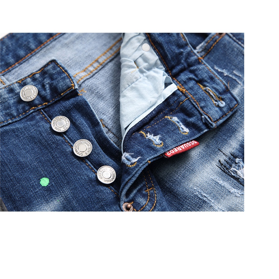 Quần jeans Dài Phối Vết Rách Cá Tính Cho Nam