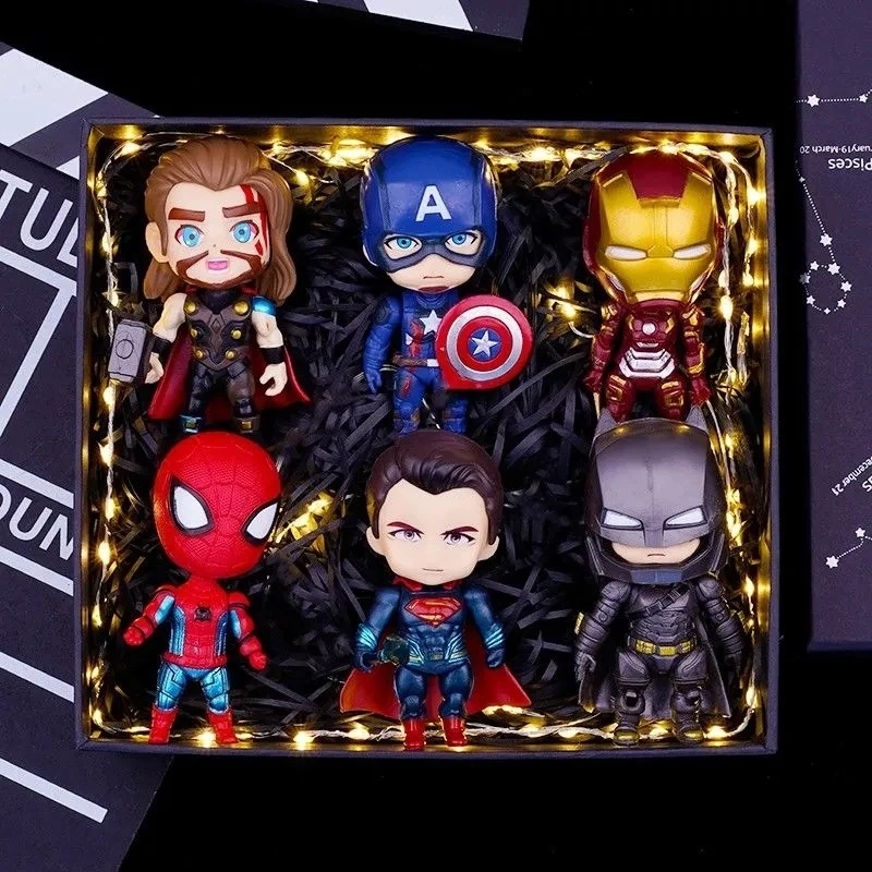 Set 6 Mô Hình Nhân Vật Siêu Anh Hùng Marvel Trang Trí Bánh Kem