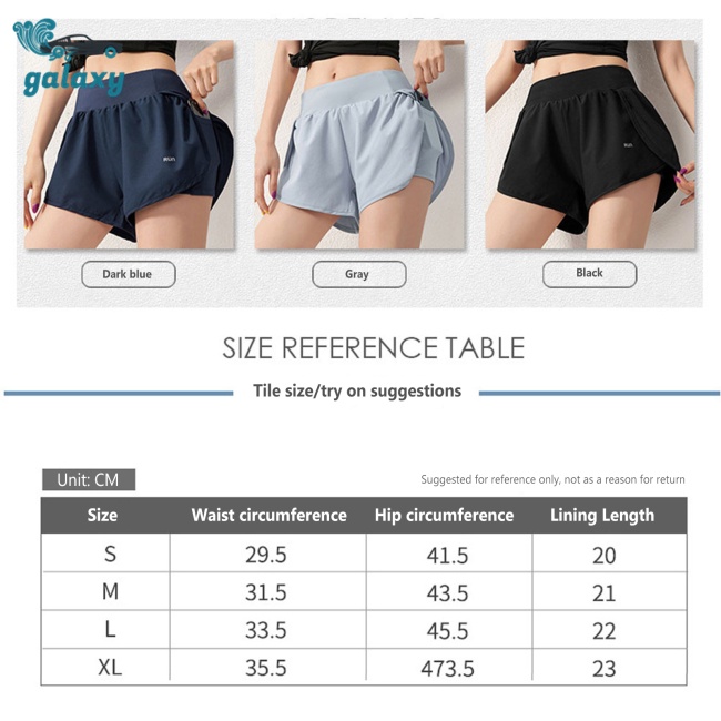 Galaxy Quần Short Thể Thao Lưng Cao Có Túi Chất Liệu Khô Thoáng Nhanh Thời Trang Cho Nữ