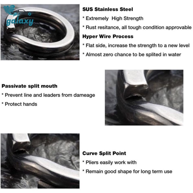 Galaxy 200 Vòng Nối Mồi Câu Cá Bằng Thép Không Gỉ