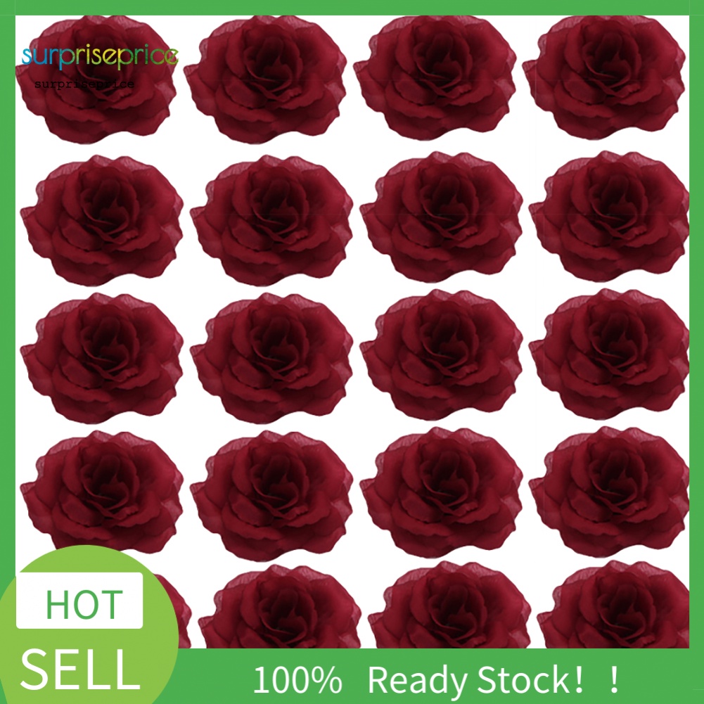 Set 20 Bông Hoa Hồng Vải 8cm Trang Trí Tiệc Cưới