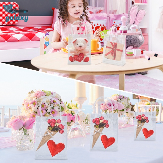 Galaxy Set 10 Túi Tote Trong Suốt Có Tay Cầm Tái Sử Dụng Kích Thước 23x17x7cm