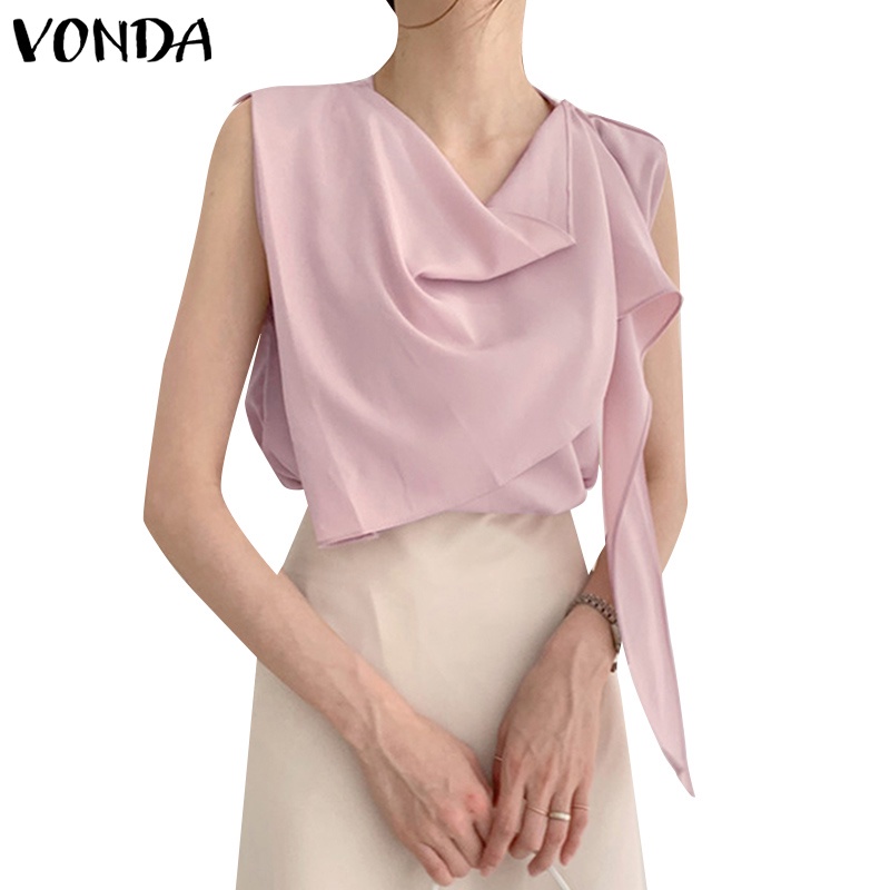 Áo VONDA không tay màu trơn phong cách Hàn Quốc thanh lịch dành cho nữ