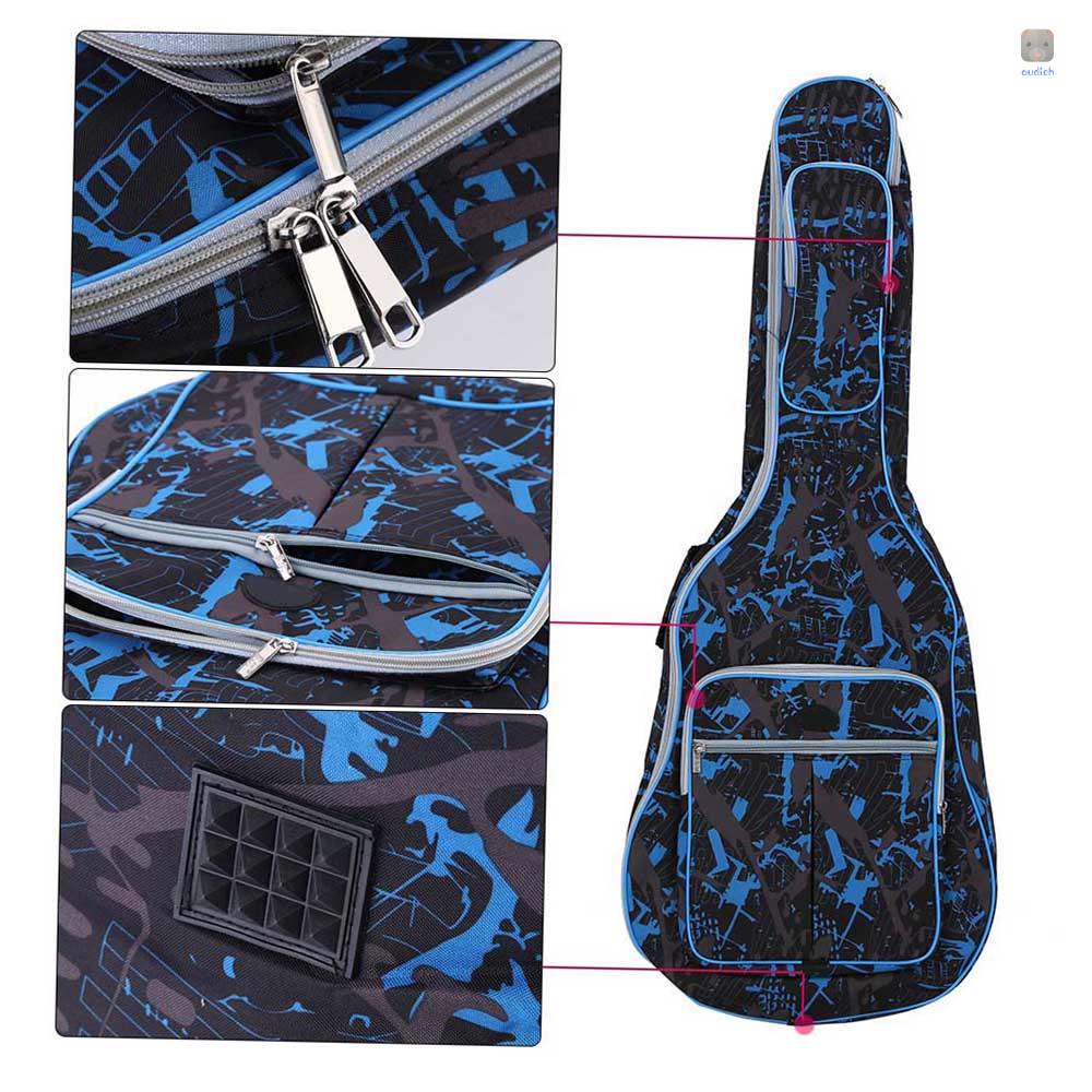Túi Đựng Đàn Guitar 41Inch 600D Bằng Vải Oxford Chống Nước Thêu Họa Tiết Màu Xanh Rằn Ri