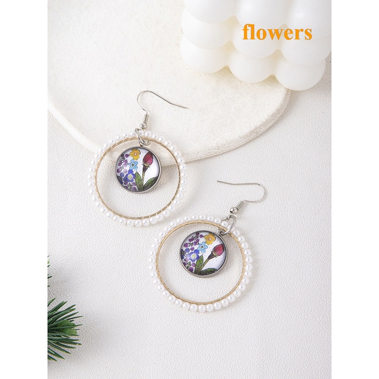 Bông Tai Mạ Bạc 925 Hình Hoa / Trái Tim / Hình Học Đính Ngọc Trai Thời Trang Hàn Quốc Cho Nữ