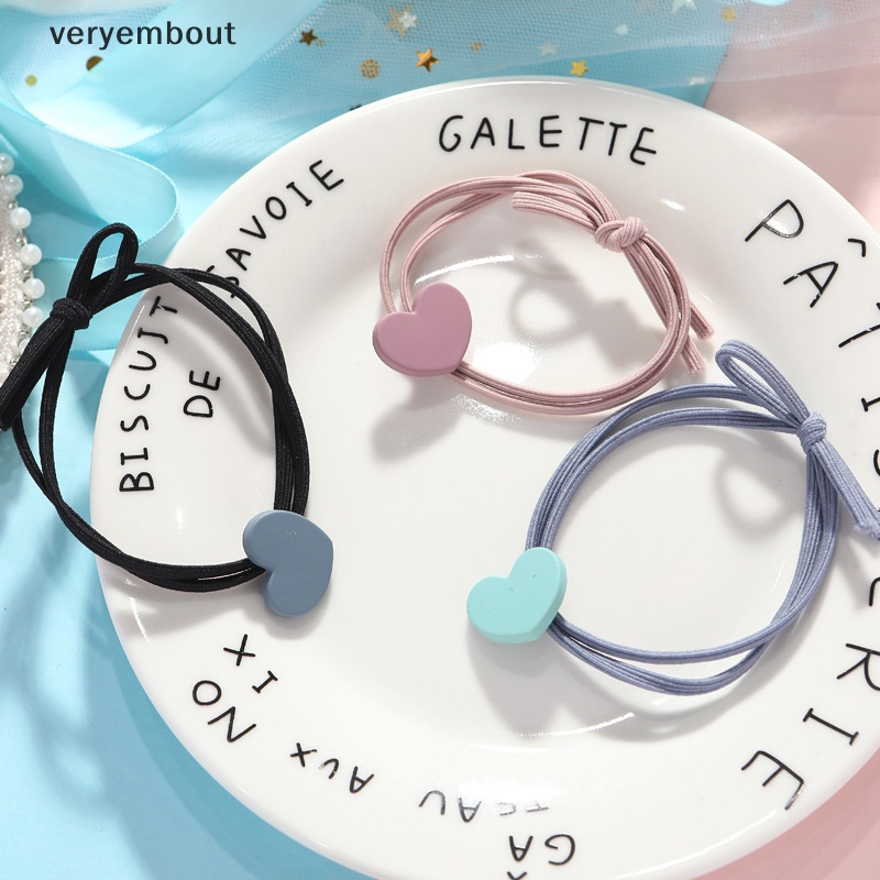 Dây Buộc Tóc Cao Su Co Giãn Hình Nơ Trái Tim Phong Cách Hàn Quốc Cho Nữ