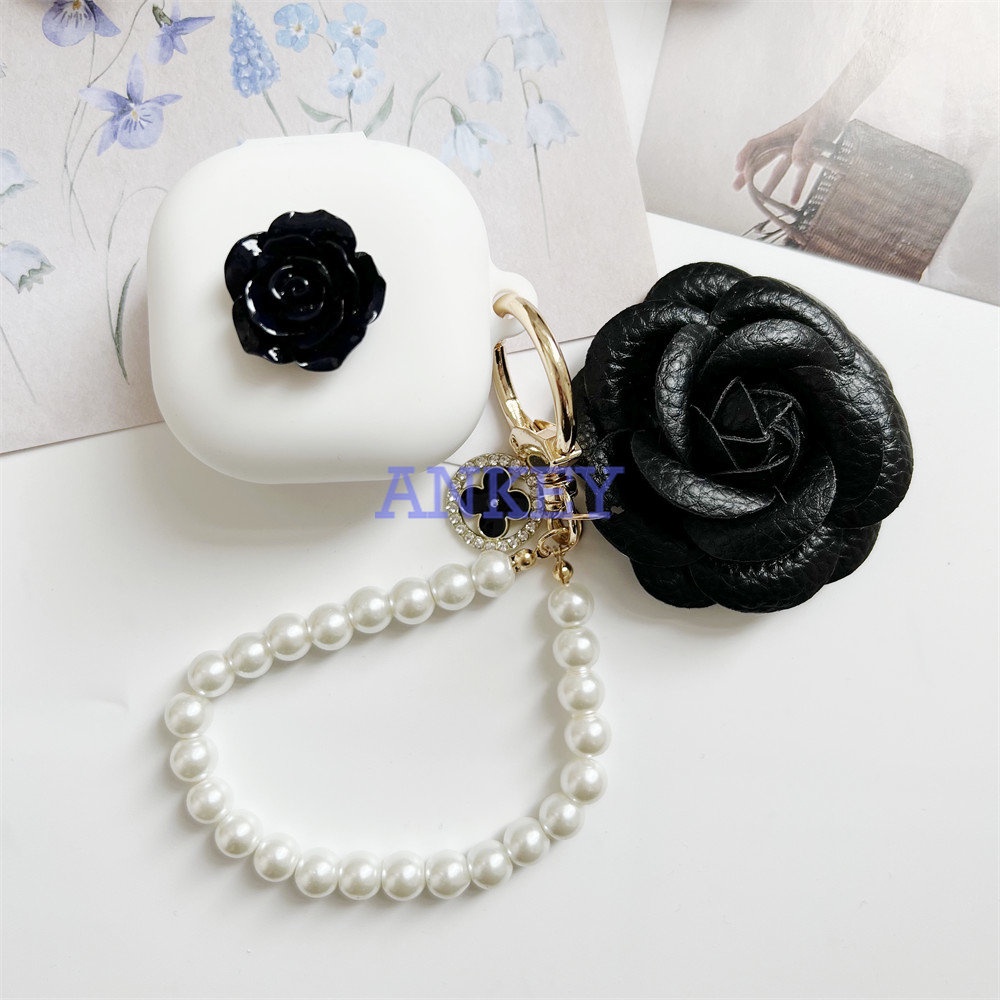 Cover For JBL Wave 300 / Wave FLEX / Live Free2 / Live Pro+ Pro 2 Earphone Silicone Case Girl Flower Earbuds Soft Protective Headphone Headset Skin with Pearl chain