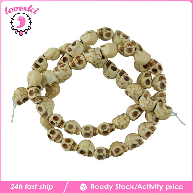 Hạt Đá Ngọc Lam Hình Đầu Lâu 1 Sợi Chạm Khắc Làm Trang Sức Thủ Công DIY