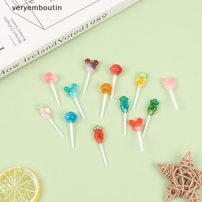 Bộ 5 Kẹo Mút Đồ Chơi Mini Bằng Nhựa Resin Cho Nhà Búp Bê