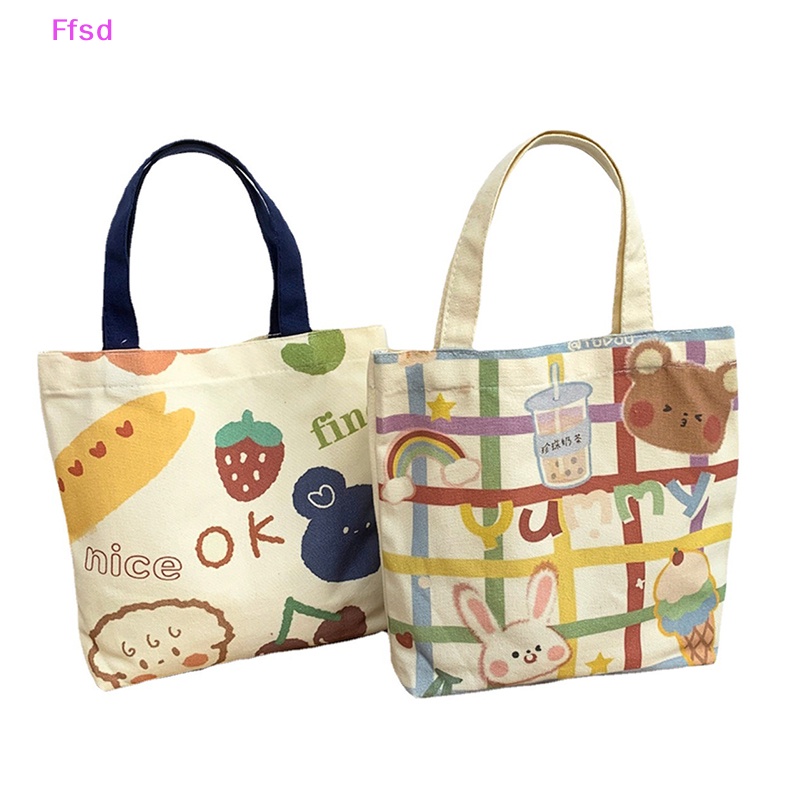 {Ffsd} Túi Xách Tote Canvas Cỡ Nhỏ Thiết Kế Hoạt Hình Dễ Thương Phong Cách Nhật Bản Thường Ngày Cho Nữ * Hàng Bán Chạy