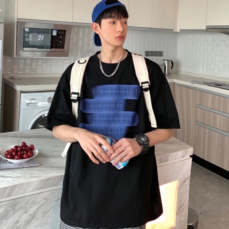 Áo Thun Tay Ngắn In Họa Tiết Phong Cách hip hop Hàn Quốc Thời Trang Cho Nam size M-5XL