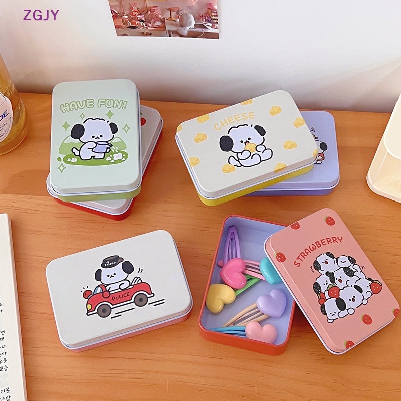 Hộp Thiếc Mini Hình Chữ Nhật Đựng Trang Sức / Thẻ / Kẹp Tóc Họa Tiết Hoạt Hình ZGJY Sáng Tạo Mới