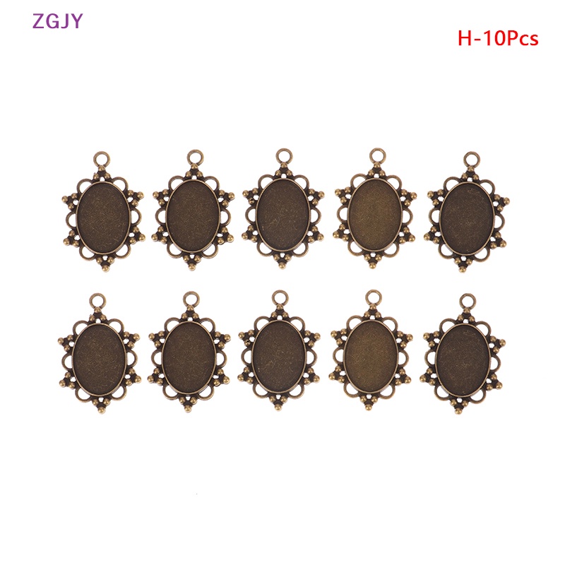 Set 10 Mặt Dây Chuyền Hình Oval 18 * 25MM Phong Cách Cổ Điển Mới