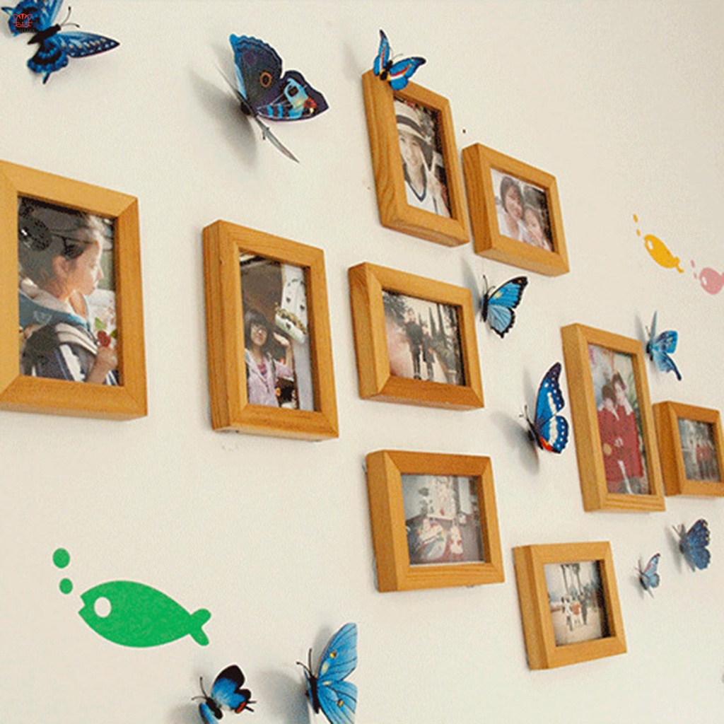 12 Sticker Dán Tường Họa Tiết 3D Hình Con Bướm Dùng Trong Trang Trí Phòng