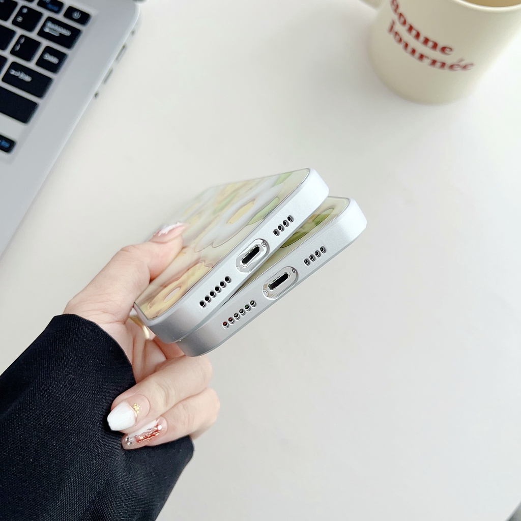 Ốp Điện Thoại Mặt Kính Viền Silicon Dẻo Chống Sốc Cho iPhone 11 12 13 14 PRO MAX XR XS 7 8 Plus