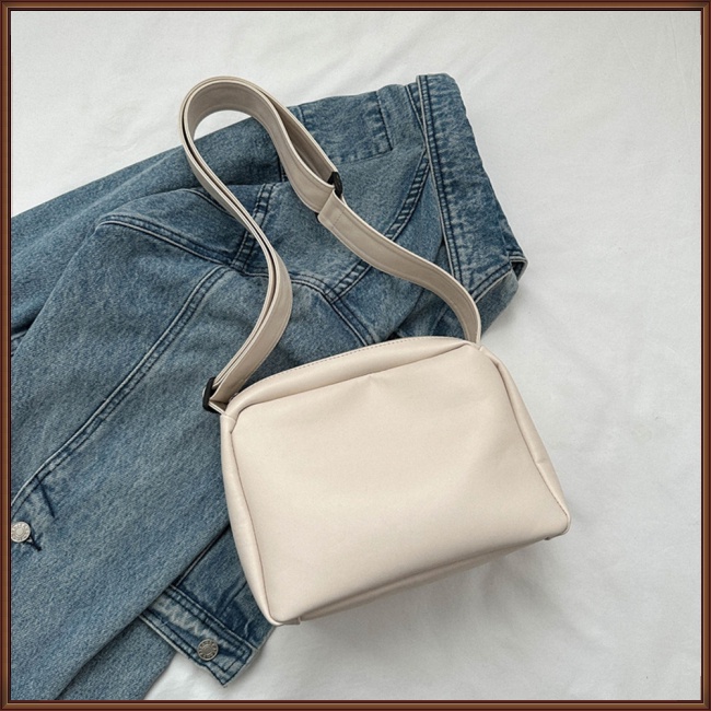 Túi Da Pu Đeo Chéo Màu Trơn Có Khóa Kéo Đơn Giản Hợp Thời Trang Cho Nữ