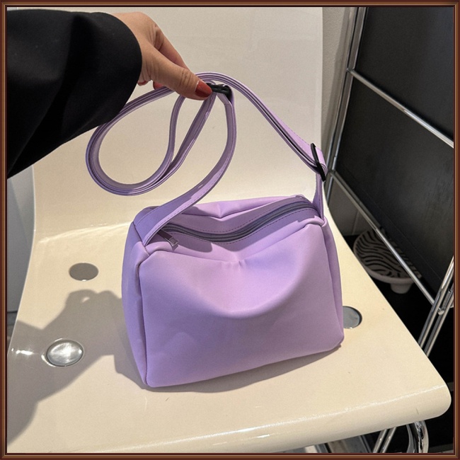 Túi Da Pu Đeo Chéo Màu Trơn Có Khóa Kéo Đơn Giản Hợp Thời Trang Cho Nữ