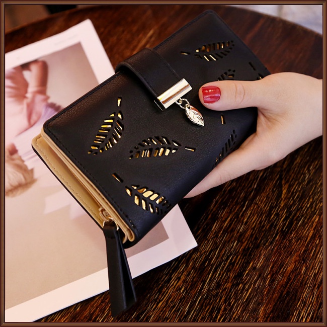 Ví Da Cầm Tay Dáng Dài Họa Tiết Lá Rỗng Thời Trang Cho Nữ
