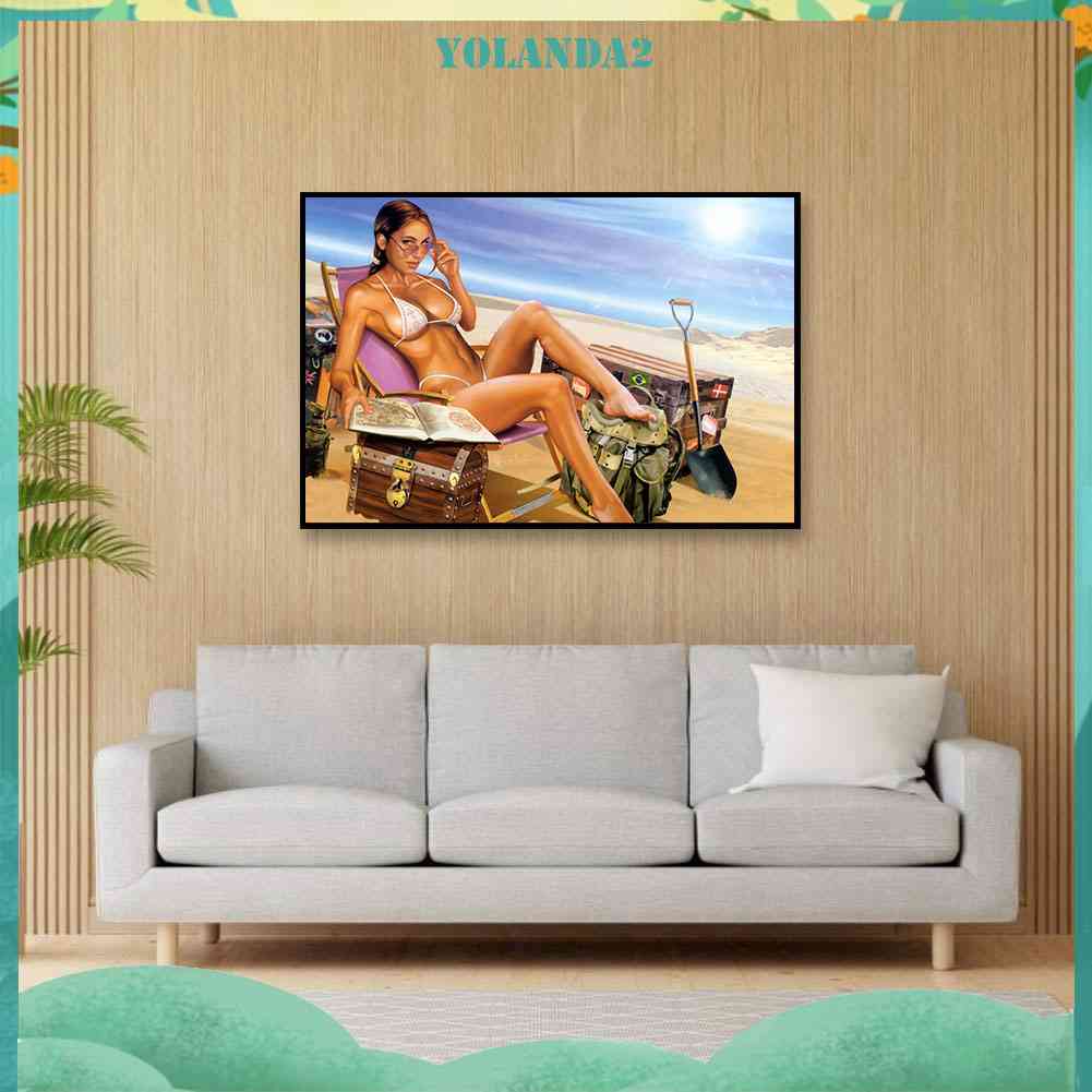 Tranh Đính Đá Kim Cương Toàn Bộ 5D DIY Hình Vẽ Người Đẹp Trang Trí Nhà Cửa