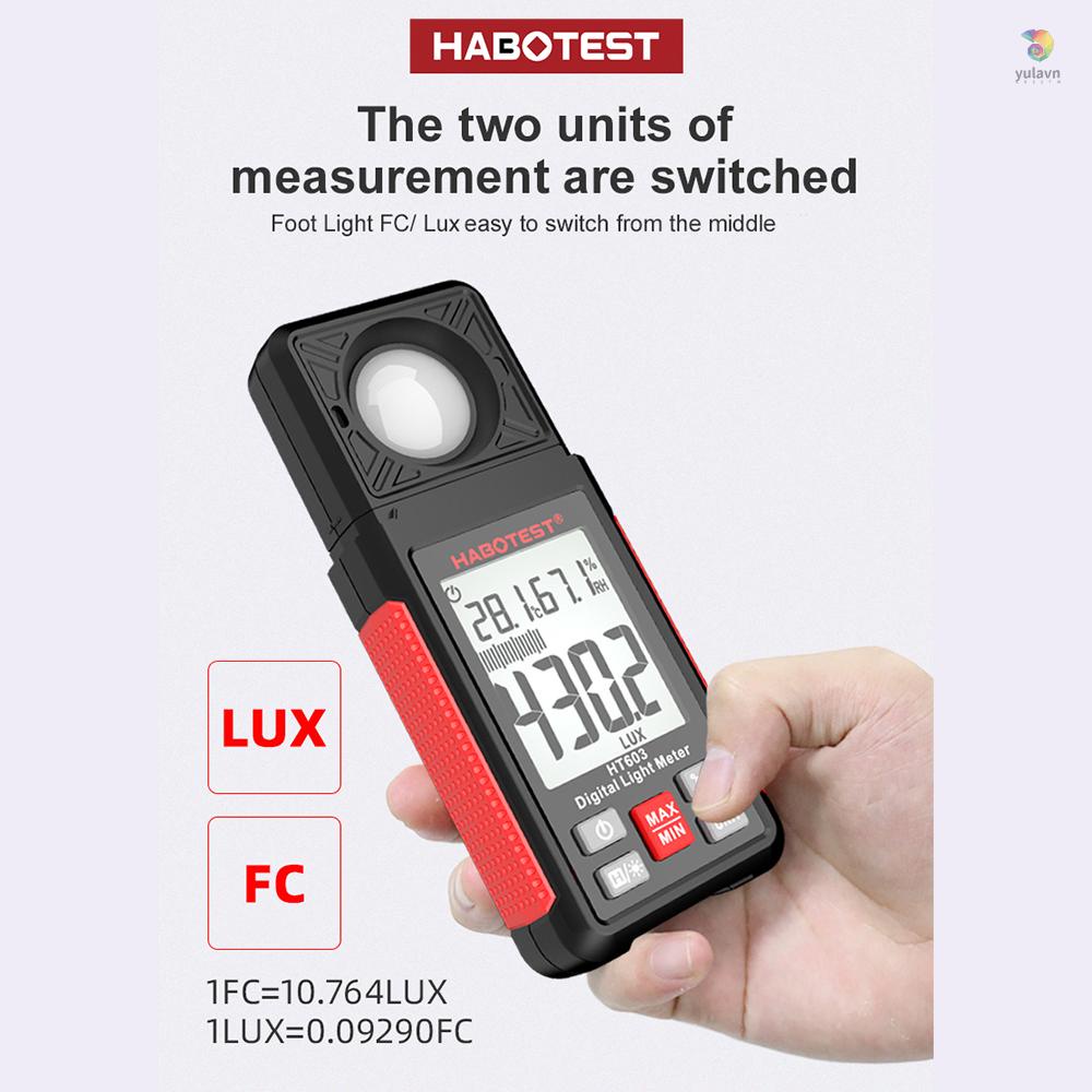 Máy Đo Độ Ẩm Kỹ Thuật Số HABOTEST HT603 200,000 Lux Có Màn Hình Hiển Thị LCD