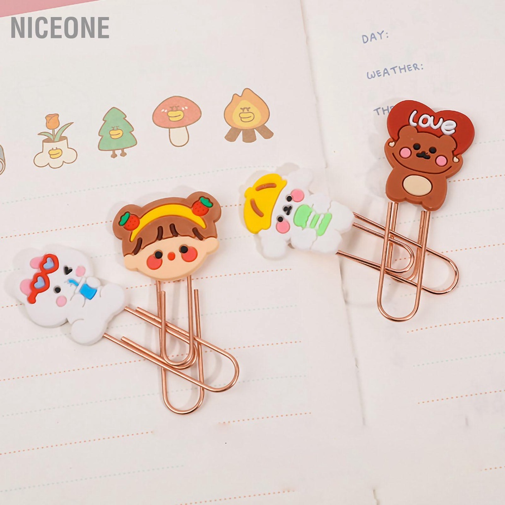 NiceOne  Kẹp đánh dấu trang Hoạt hình dễ thương Kim loại Cao su mềm Nhẹ văn phòng di động để phân