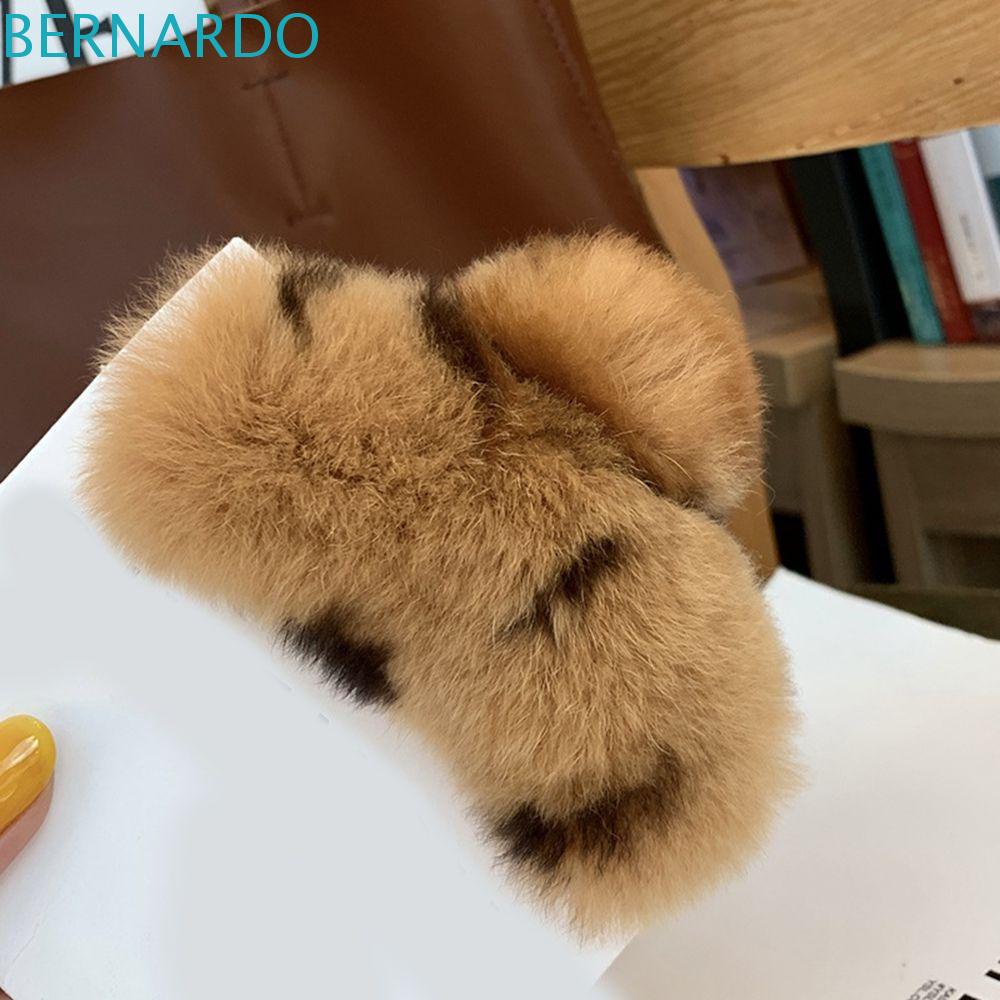 Kẹp Tóc Màu Trơn Đính Bóng Lông Thỏ Thời Trang Thu Đông Đơn Giản Cho Nữ