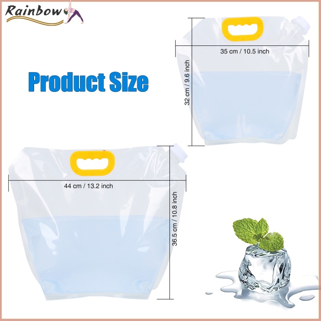 Set 4 Túi Đựng Nước Trong Suốt Dung Tích Lớn Có Tay Cầm Không Rò Rỉ Có Thể Gập Lại