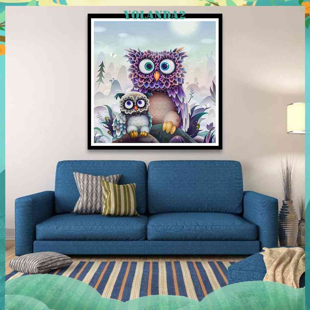 Bộ Tranh Đính Đá 5D Tự Làm Họa Tiết Chim Hoạt Hình