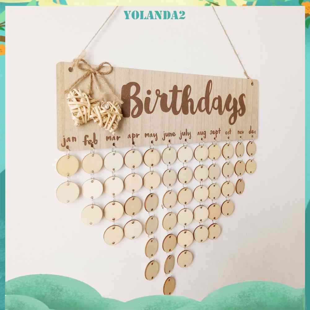Lịch Nhắc Nhở Ngày Sinh Nhật Treo Tường Hình Tròn Bằng Gỗ DIY