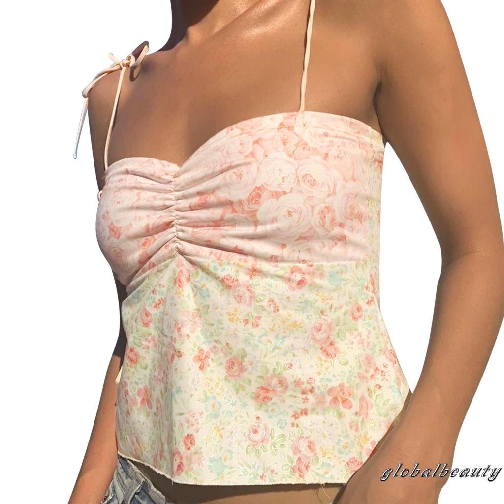 Áo Hai Dây Hở Lưng Họa Tiết Hoa Thời Trang Mùa Hè Cho Nữ