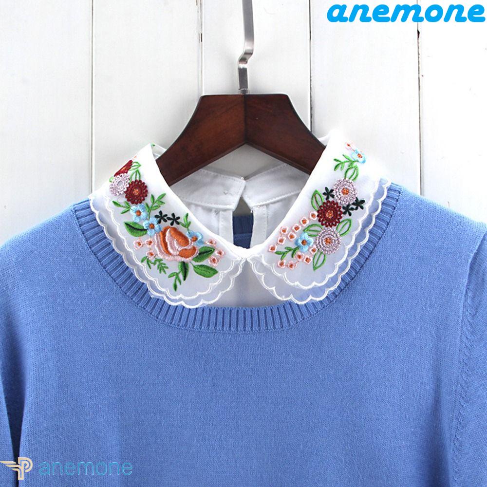 Cổ Áo Sơ Mi Giả Hai Lớp Thêu Hình Hoa Có Thể Tháo Rời Thời Trang Cho Nữ