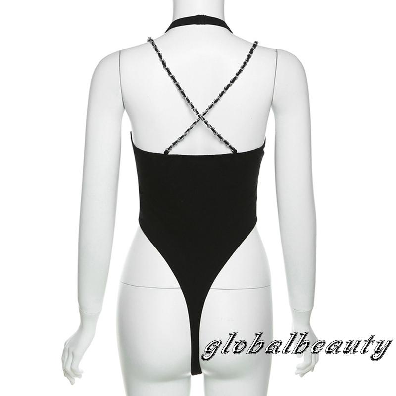 Áo Liền Quần Không Tay Hở Lưng In Chữ Thời Trang Cho Nữ