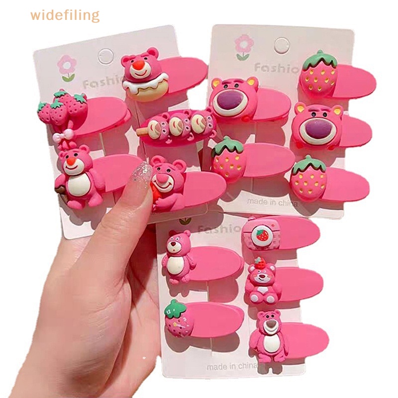 Bộ 5 Kẹp Tóc Họa Tiết Hoạt Hình Gấu Và Dâu Tây Dễ Thương Cho Bé Gái