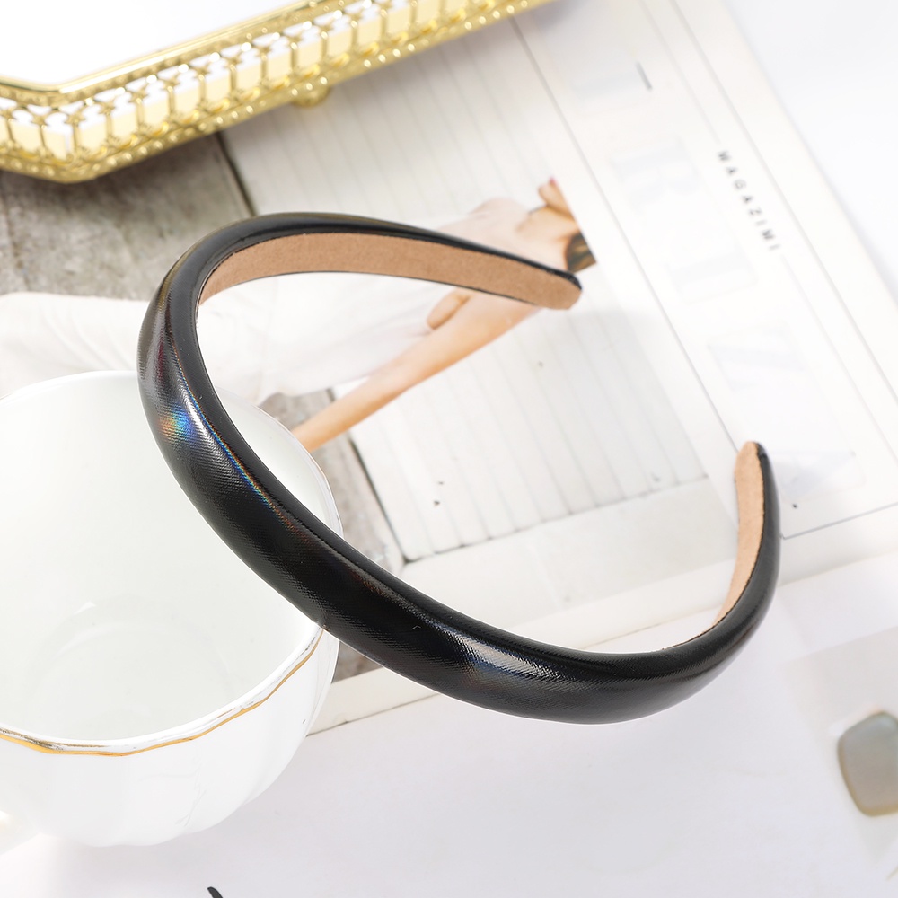 Băng Đô Cài Tóc Bằng Xốp PU Màu Trơn Sáng Bóng Thời Trang Cho Nữ CHLINS