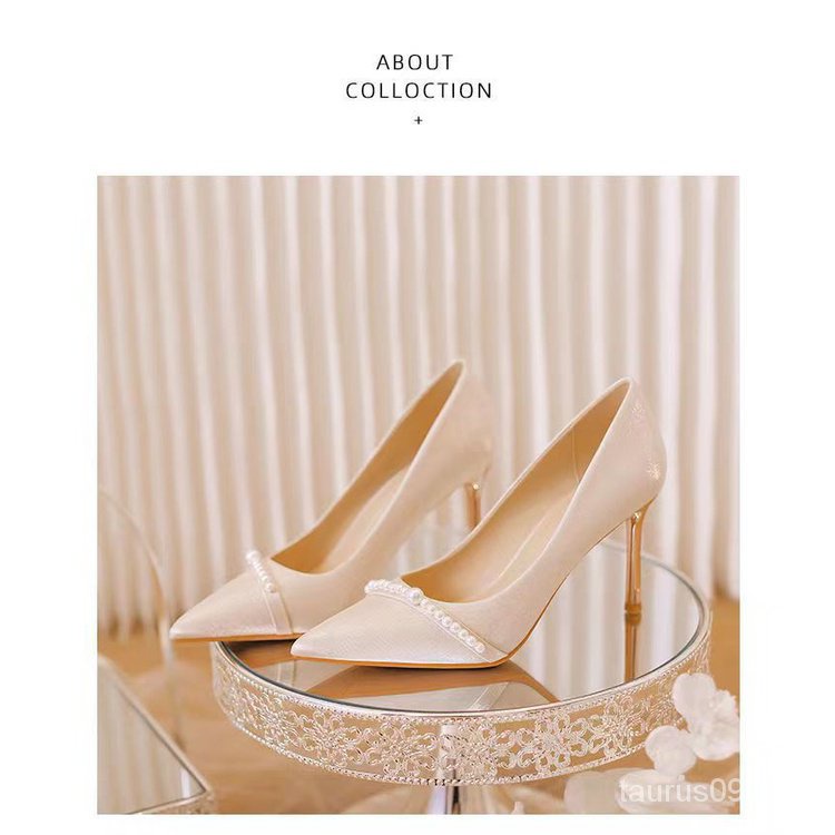 Giày Cao Gót Mũi Nhọn Chất Liệu Satin Cao Cấp Thời Trang Pháp 2023 Cho Nữ