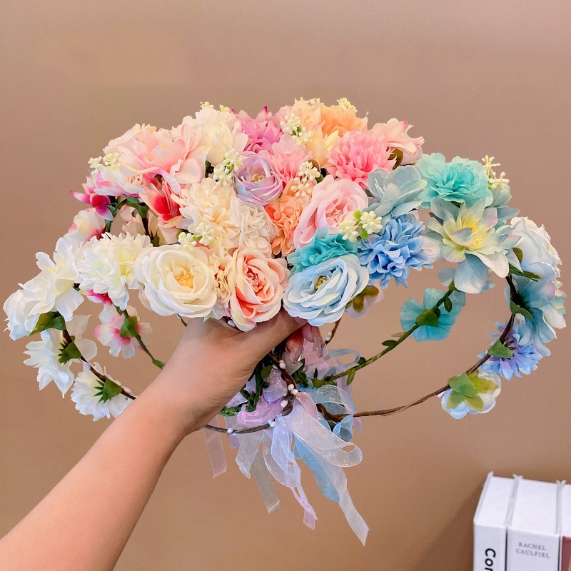 Băng Đô Cài Tóc Đính Hoa &amp; Vương Miện Thời Trang Hàn Quốc