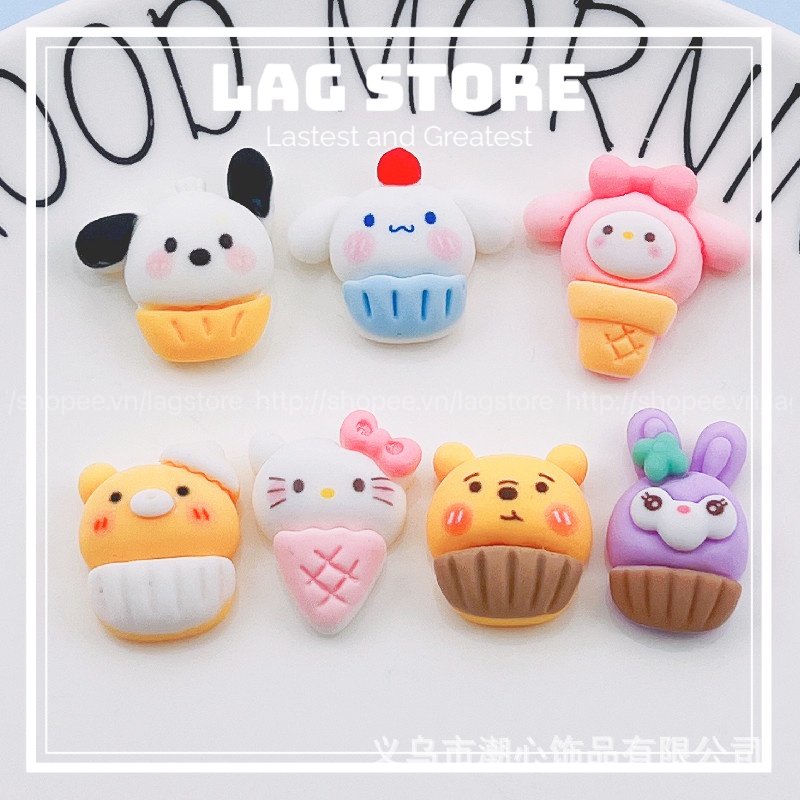 Charm Trang Trí Bánh Kem SANRIO Dễ Thương | DIY Trang Trí Tủ Lạnh, Ốp Điện Thoại, Kẹp Tóc