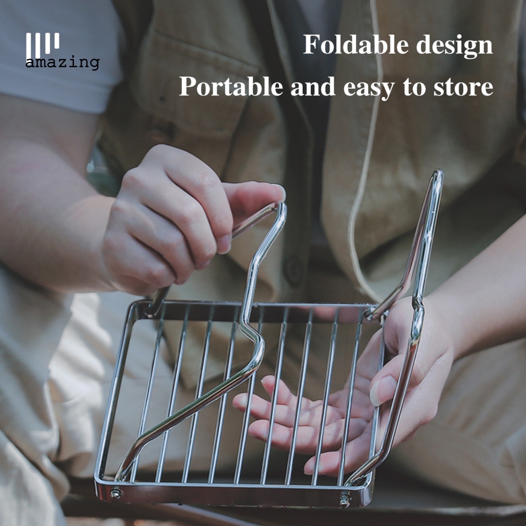 Giá Đỡ Bếp Lò Dạng Lưới Sọc Chống Gỉ Chống Ăn Mòn Dùng Khi Đi Cắm Trại Ngoài Trời