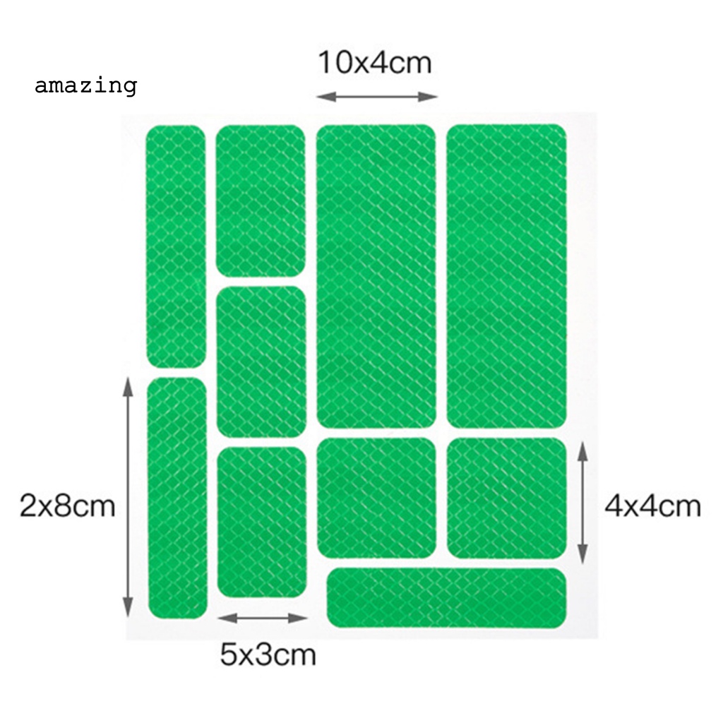 Set 10 Miếng Dán Phản Quang Cảnh Báo An Toàn Hình Chữ Nhật Cho Xe Đạp MTB