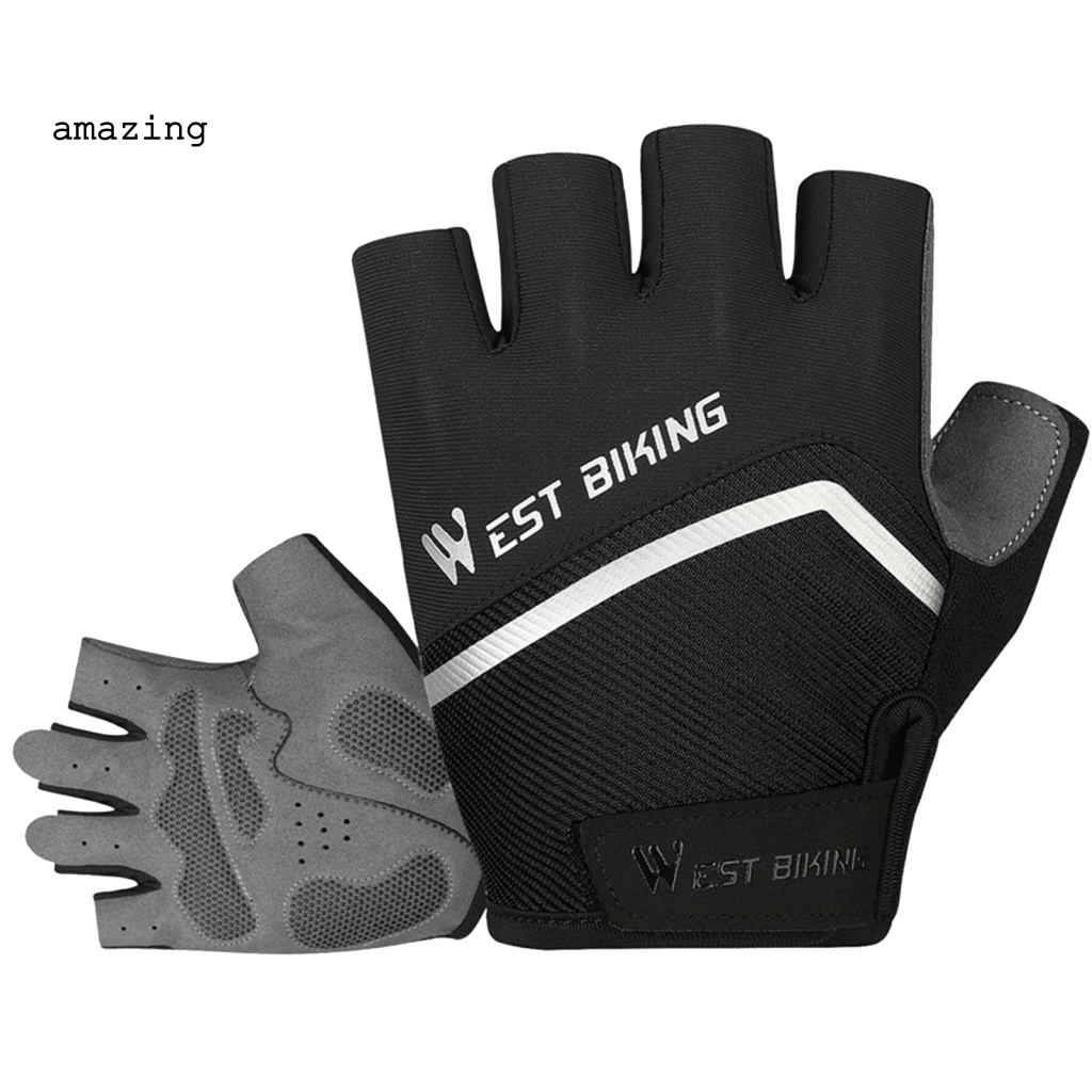 1 Đôi Găng Tay Nửa Ngón Bằng Da Giả Thoải Mái Chống Trầy Xước Khi Đi Xe Đạp
