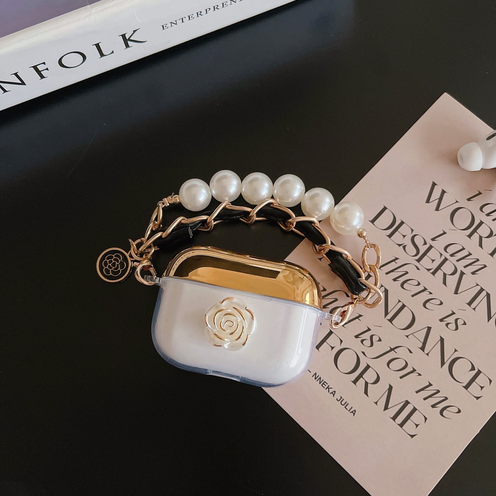 Vỏ Bảo Vệ Hộp Sạc Tai nghe không dây AirPods 1 / 2 / 3 Pro2 2022 Bằng tpu Mềm Trong Suốt Chống Trầy Mạ Điện Màu Vàng Hồng 3D