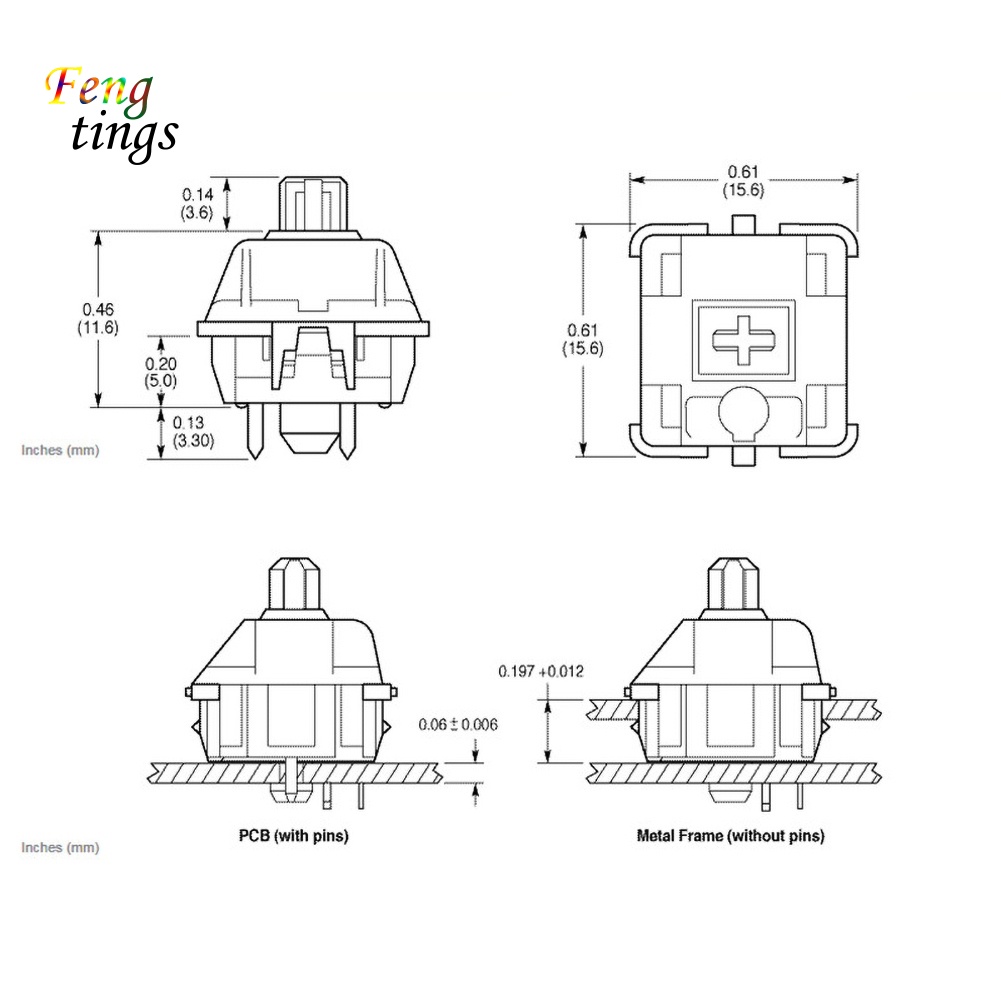 Bộ 8 Bàn Phím Cơ Kim Loại 3 Pin MX Buttom Cho Cherry