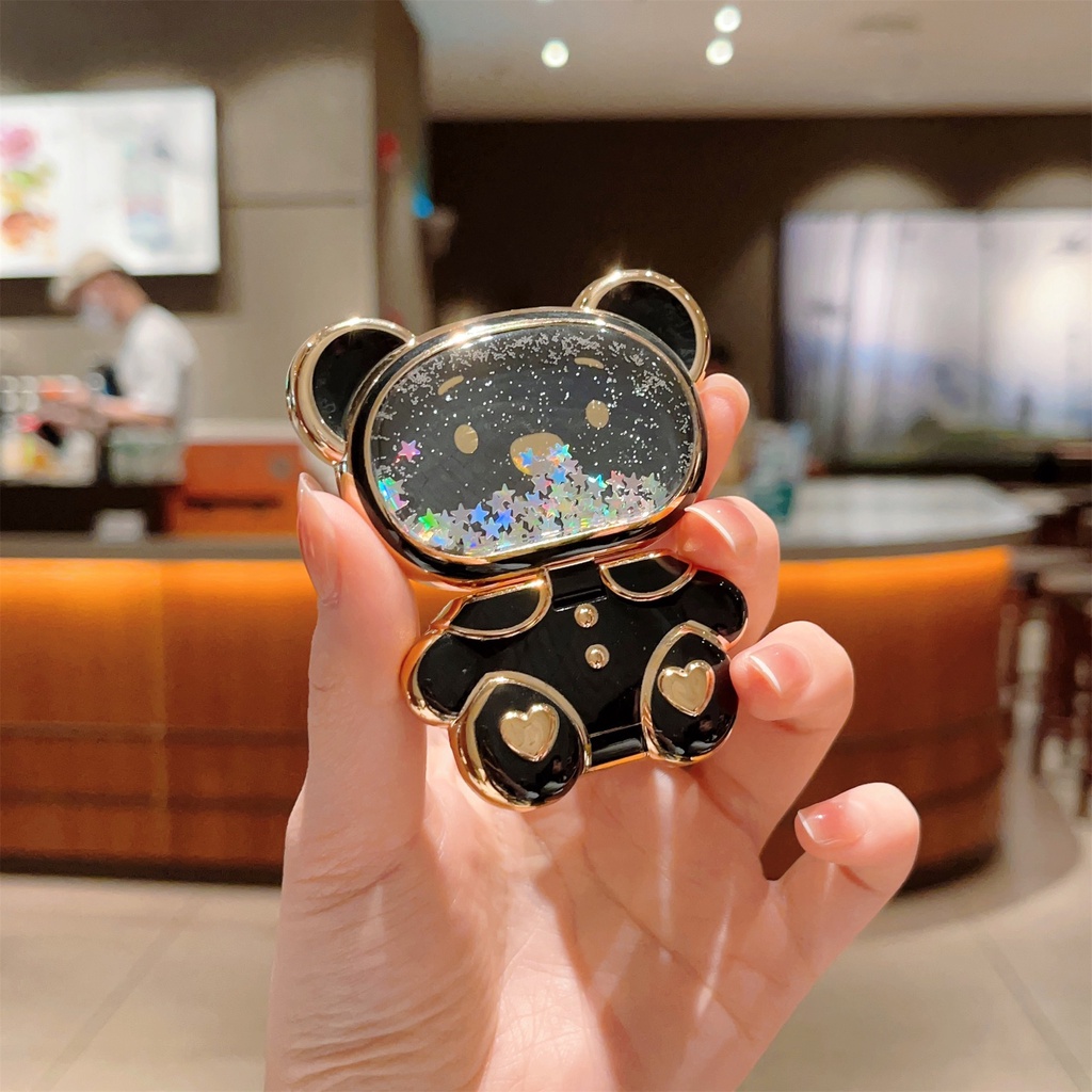 Ốp Điện Thoại Hình Gấu Hoạt Hình Có Túi Khí Và Dây Đeo Ngón Tay Cho iphone