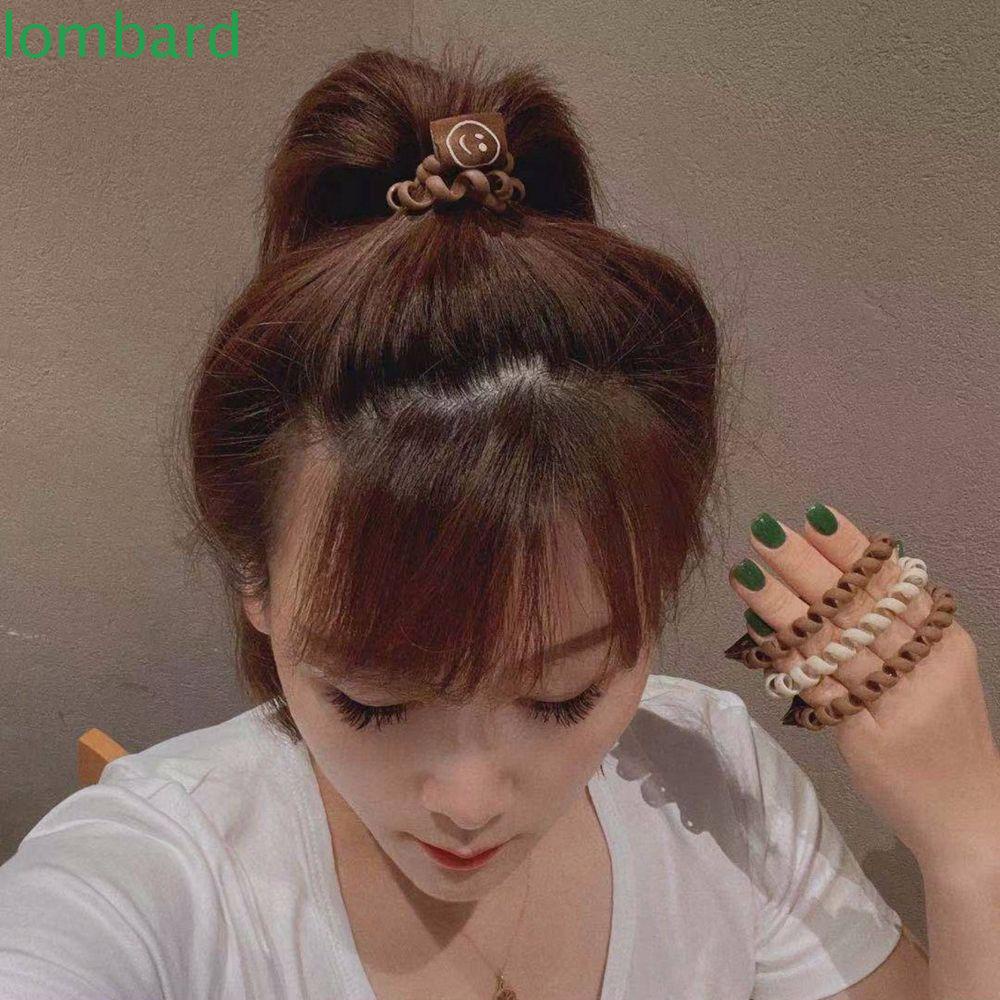 Dây Cột Tóc Dạng Dây Điện Thoại Co Giãn Mặt Cười Tròn Ngọt Ngào Cho Nữ