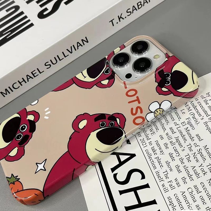 Ốp Điện Thoại Cứng Họa Tiết Chú Gấu Và Dâu Tây Dễ Thương Cho iPhone Xsmax xr 1314 12