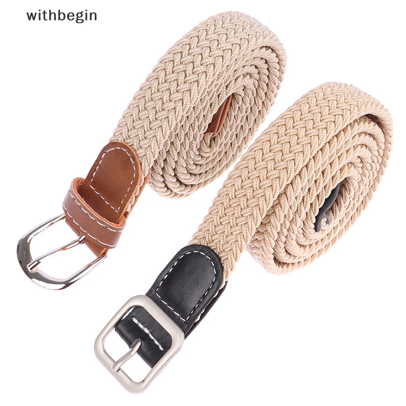 1 Thắt Lưng Vải Canvas Bện Co Giãn Khóa Kim Loại Thời Trang Cho Nam Nữ