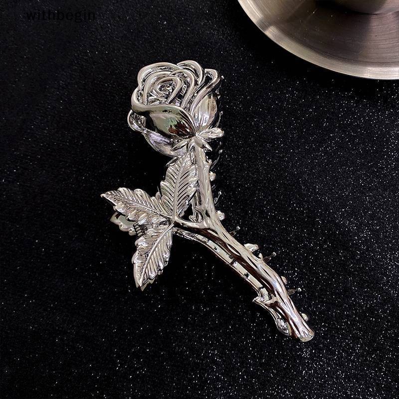 Kẹp Tóc Kim Loại Hình Hoa Hồng Lớn Thời Trang Cho Nữ