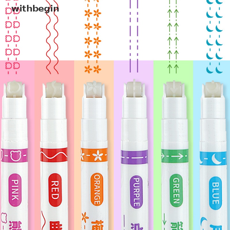 Bộ 6 Bút Đánh Dấu Đầu Lăn Nhiều Đường Viền Cong Nhiều Họa Tiết Graffiti Nghệ Thuật